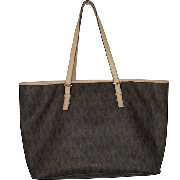 Michael Kors Jet Set Travel Large Tote Bag Purse In Brown - Picture 1 of 16